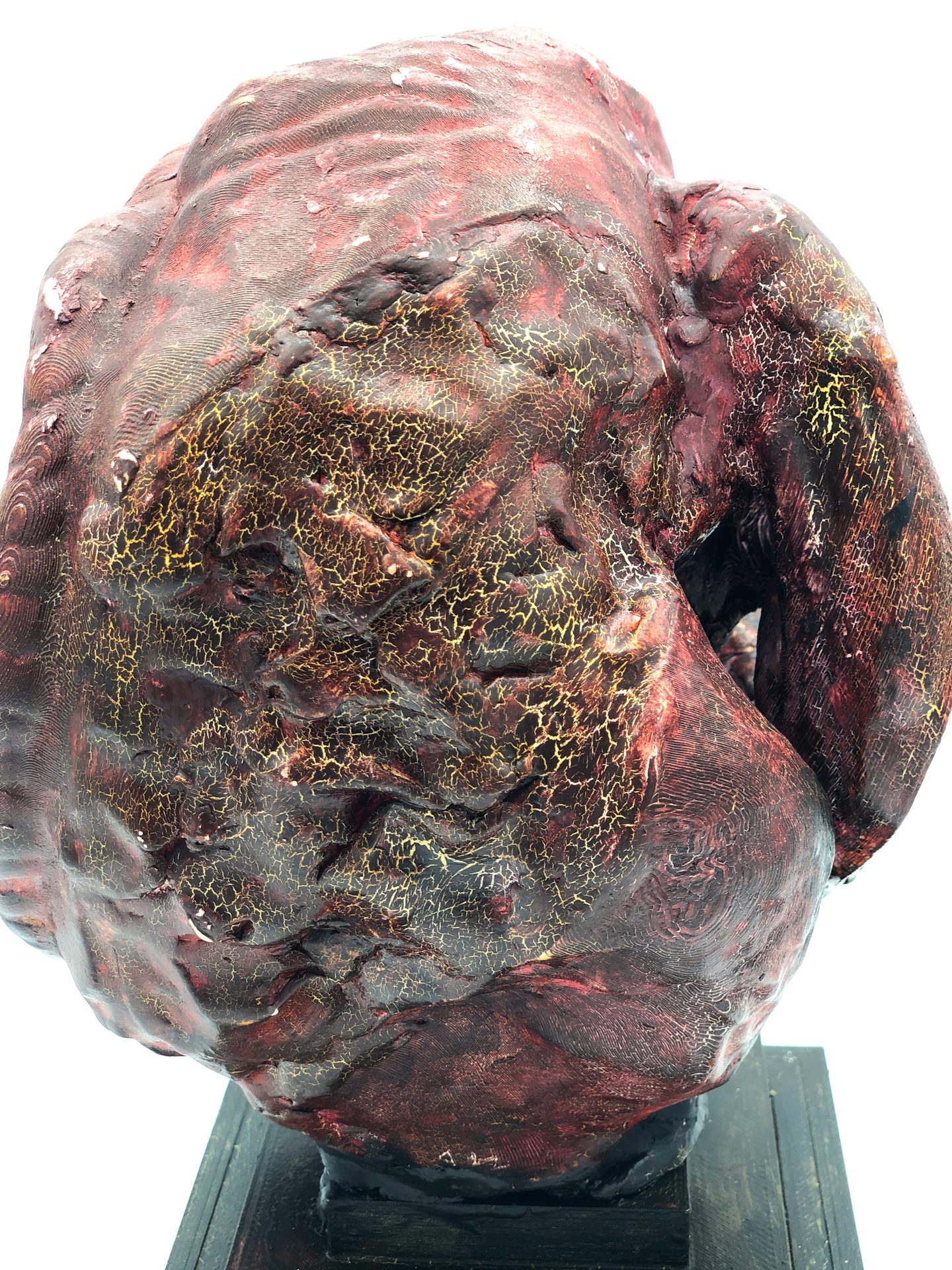 Auriea Harvey — RAM Ancestor Red, close-up showing cracked volcanic texture and gold veins