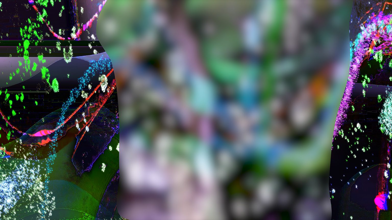 Swimmer's Canyon — VR screenshot, nocturnal landscape with ethereal light and surreal elements