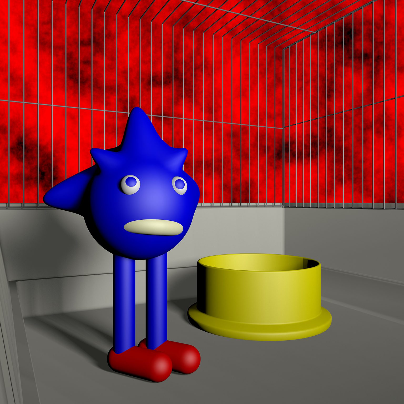 Dans la scène — 3D-generated artwork, digital landscape bridging print and VR