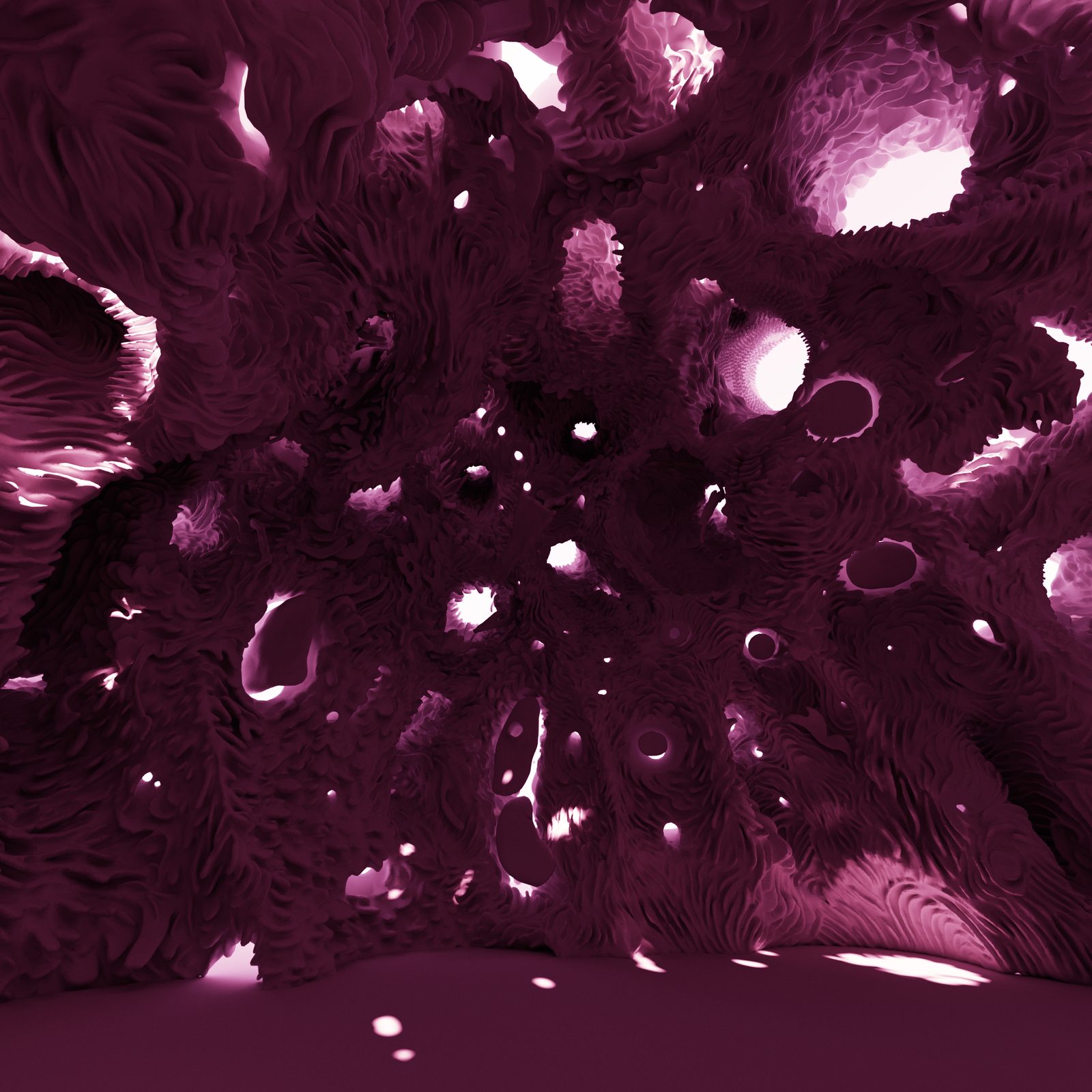 Gloam — looking up into the cave ceiling, scattered points of light