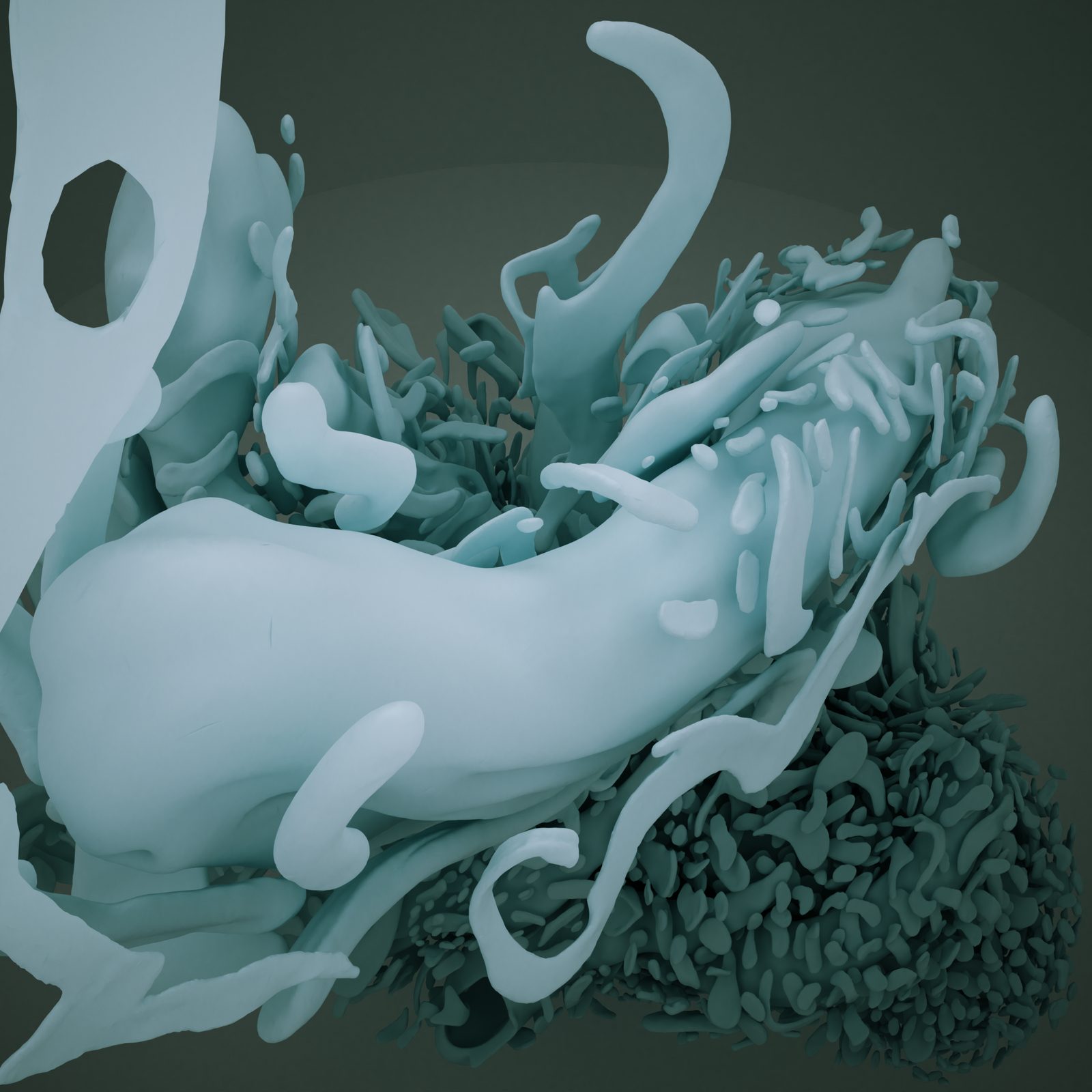 Flame — smooth bulbous organic forms emerging from dense coral-like textures