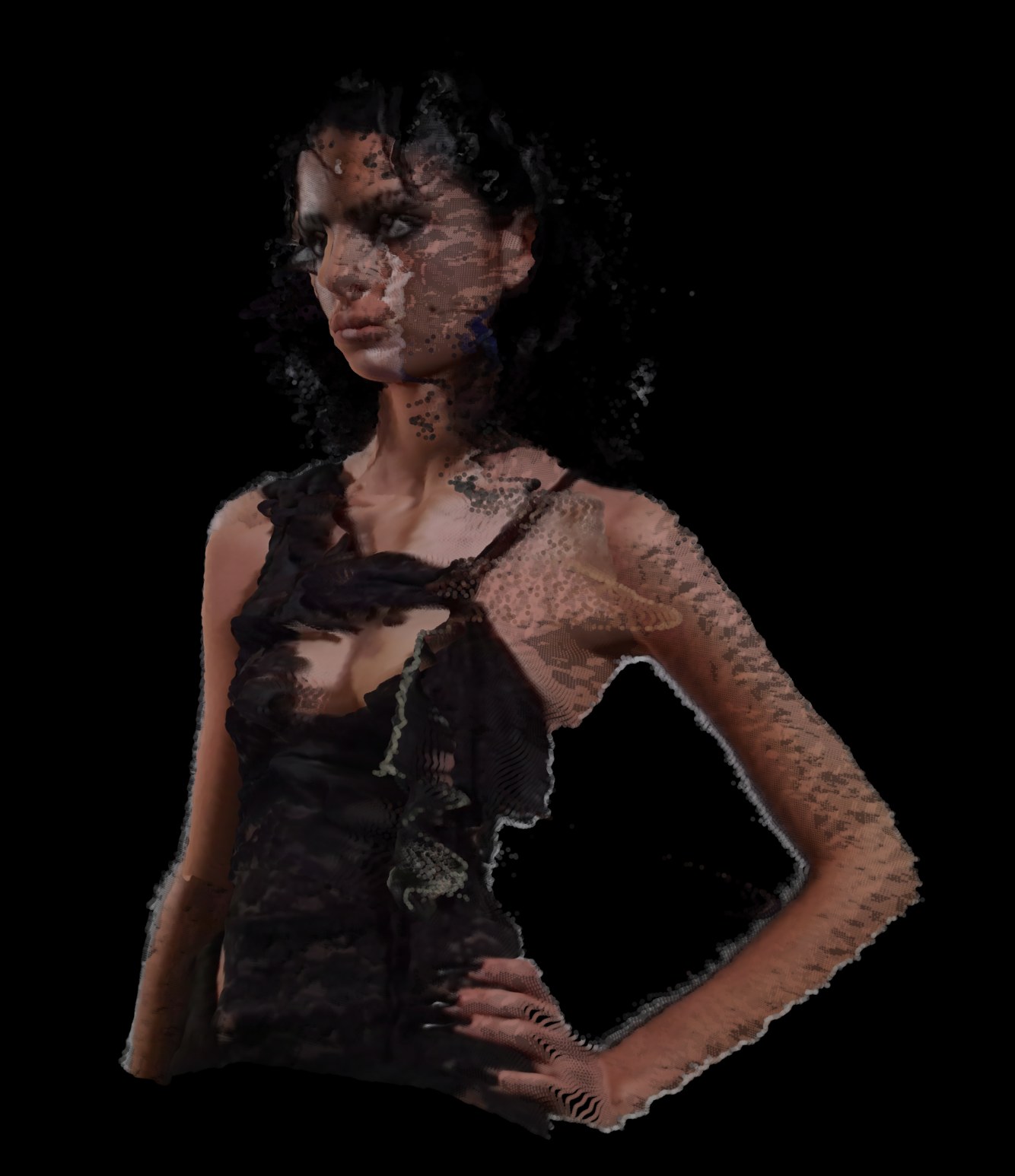 3D Meta Love — Raya in Fecal Matter dress, 3D scan distortion