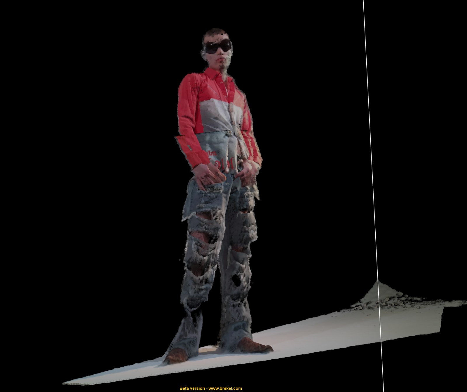 3D Meta Love — Markus full body scan, Balenciaga sunglasses, shredded denim