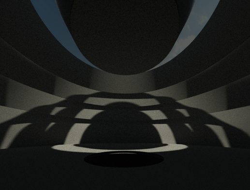 Museum of Other Realities — dark interior with repeating arch patterns and dramatic light and shadow