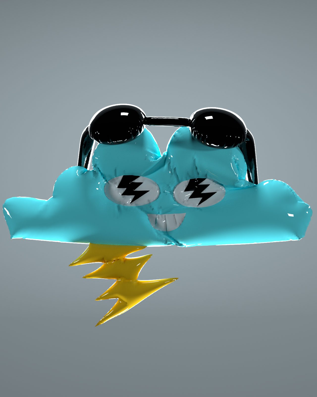 AlienDope's Nuage (cloud) character — teal cloud with sunglasses and lightning bolt