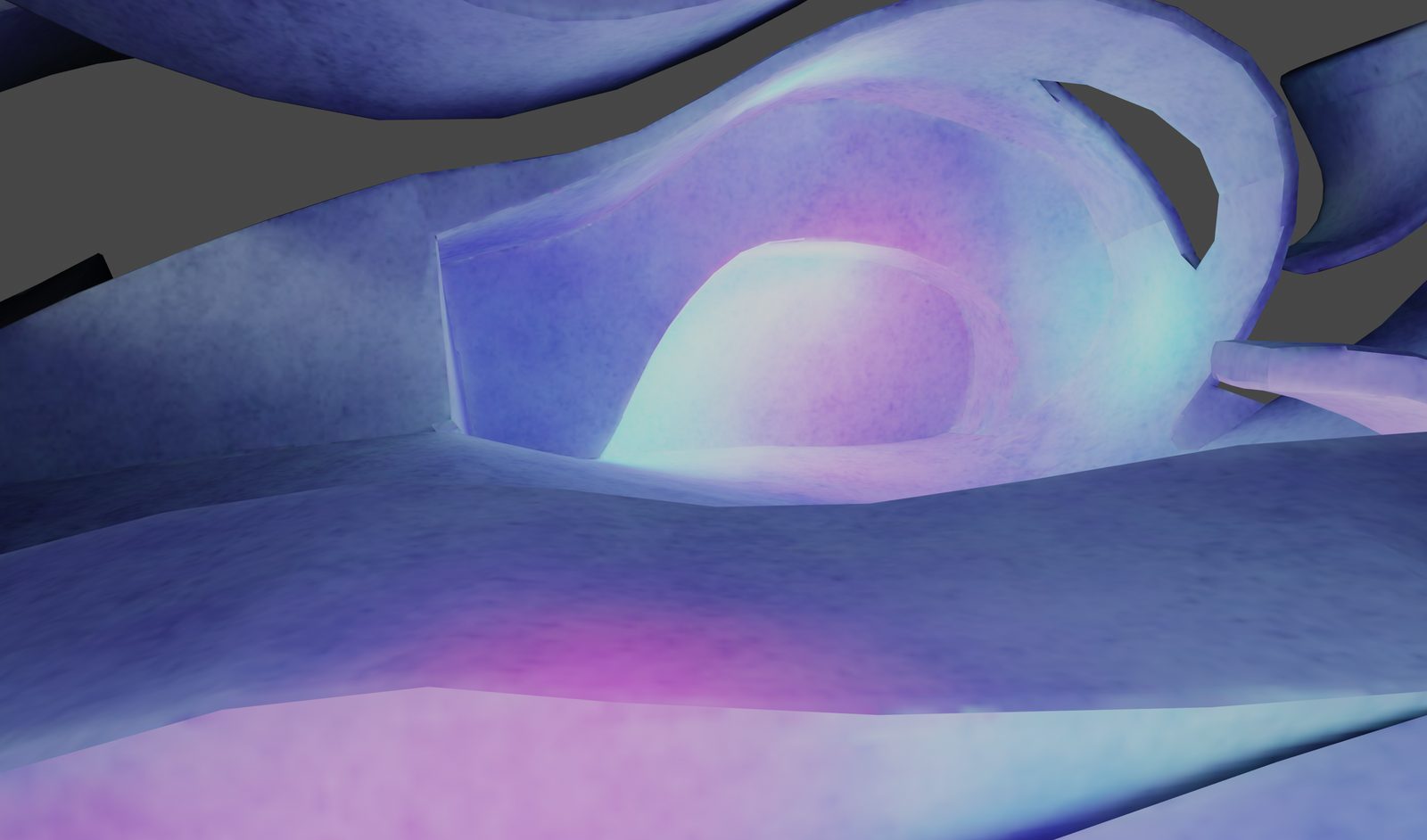 SAT Hub — soft pink-violet glow illuminating curved architectural surfaces from within